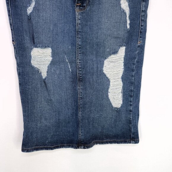 Good American Denim Pencil Skirt Size 6 Distress Stretch High Waist - Picture 6 of 11